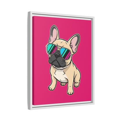 French Bulldog with Sunglasses - Framed Canvas