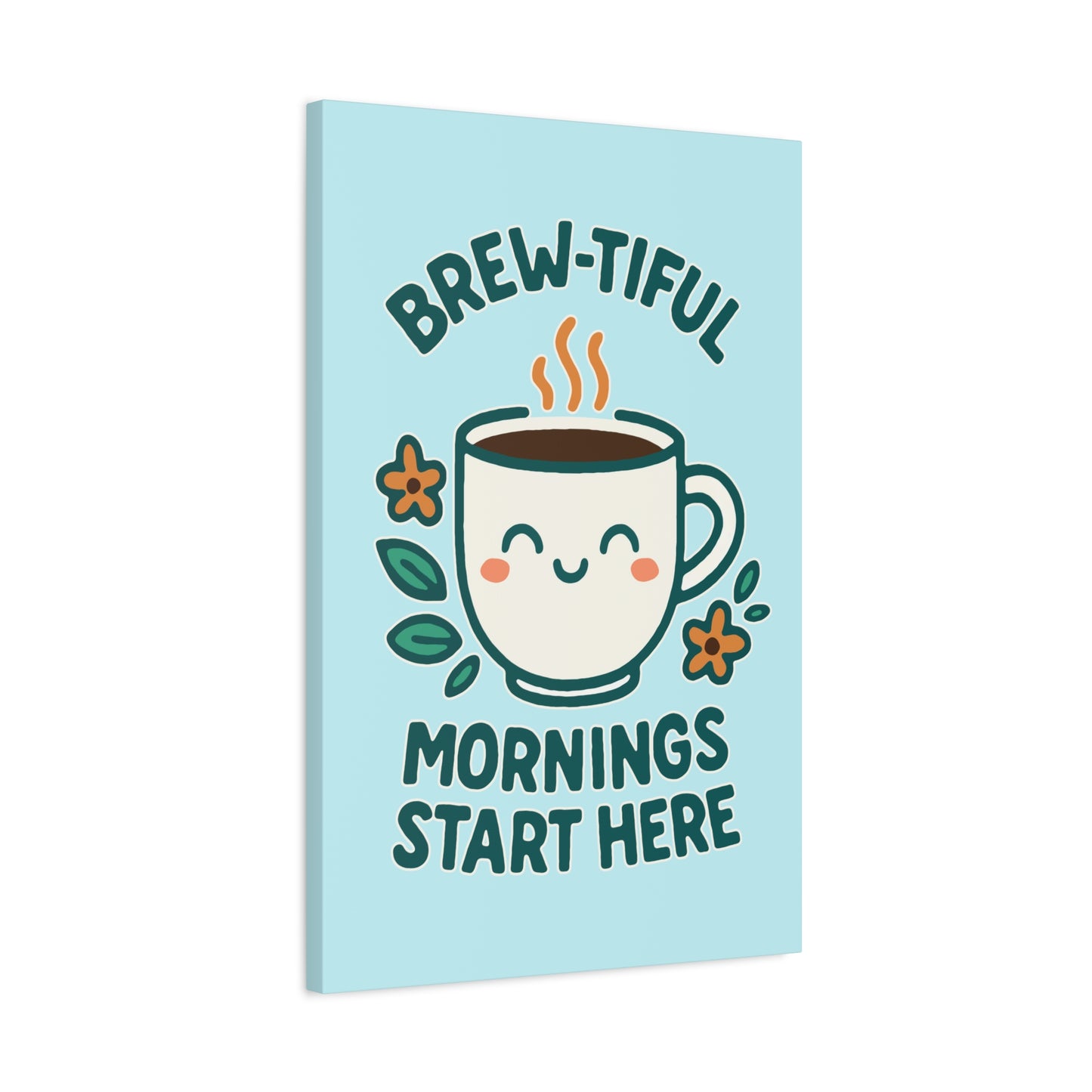 Canvas Wall Art, Brew-tiful Mornings Wall Decor, Coffee Lovers Gift, Kitchen Decoration, Cozy Home Art, Cute Canvas Print