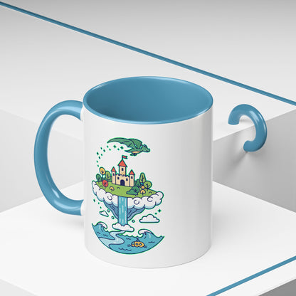 Floating Castle Dragon - Magical Fantasy Island - Color Accent Mug