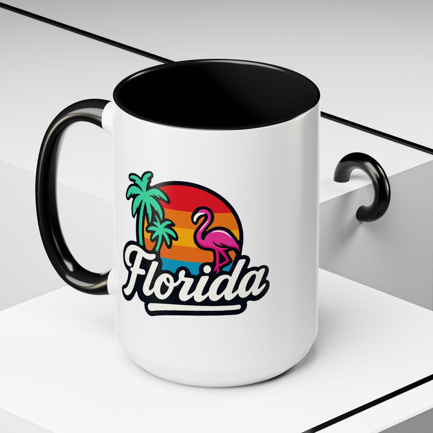 Florida Sunset Palm - Color Accent Mug