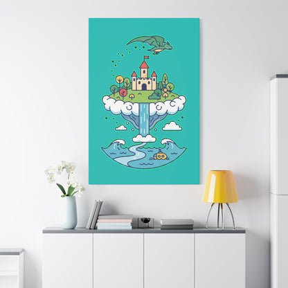 Floating Castle Dragon - Magical Fantasy Island - Canvas