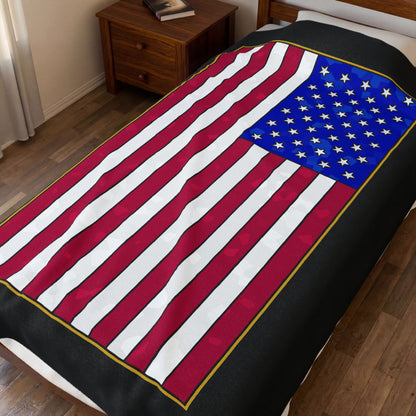 New Glory American Flag (Gold Edge Edition) - Plush Blanket