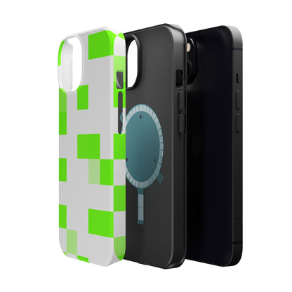 Lime Green Pixel Grid - Magnetic Phone Case