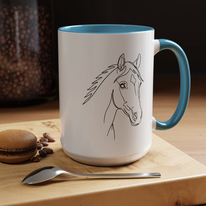 Horse Portrait Sketch - Color Accent Mug