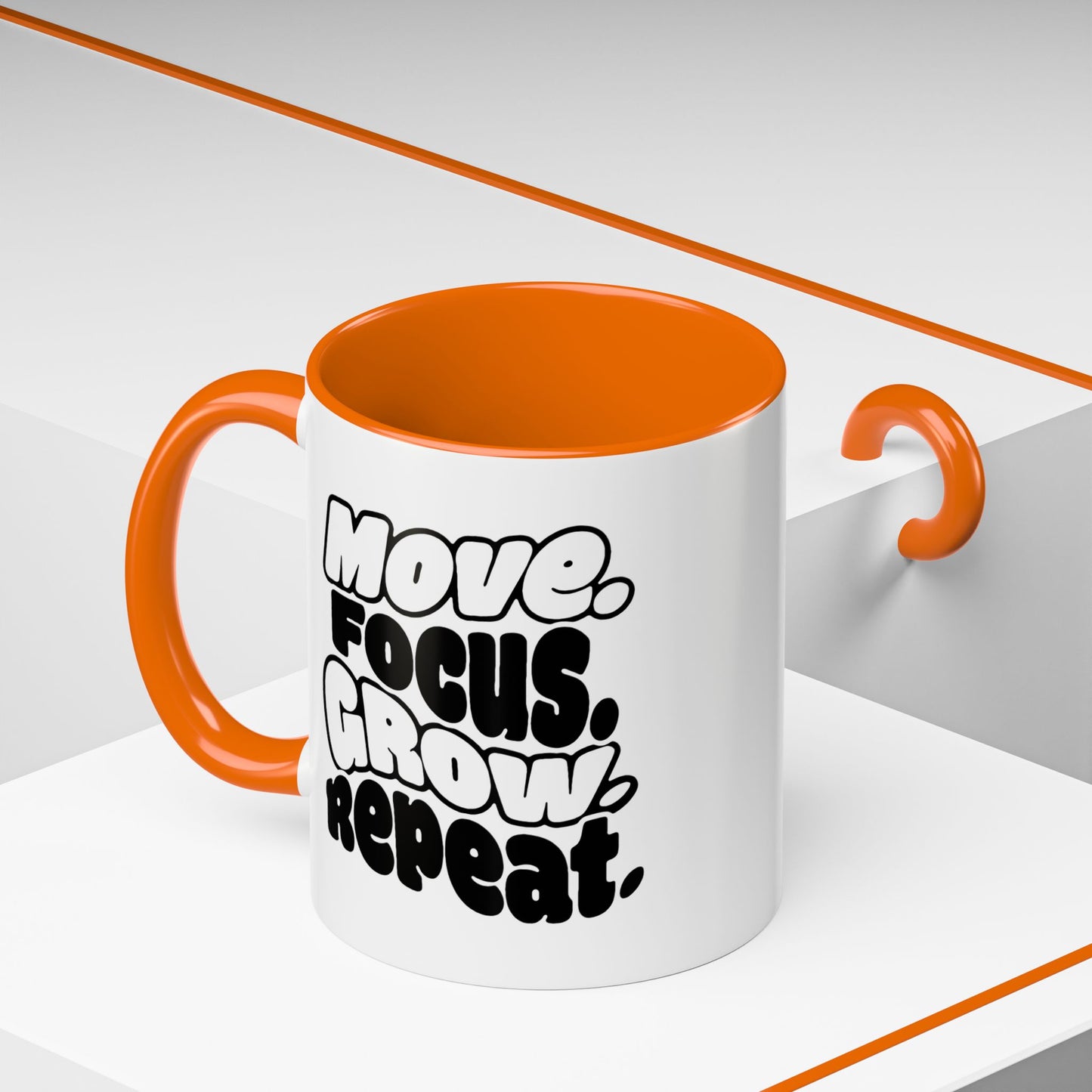 Move. Focus. Grow. Repeat. - Color Accent Mug
