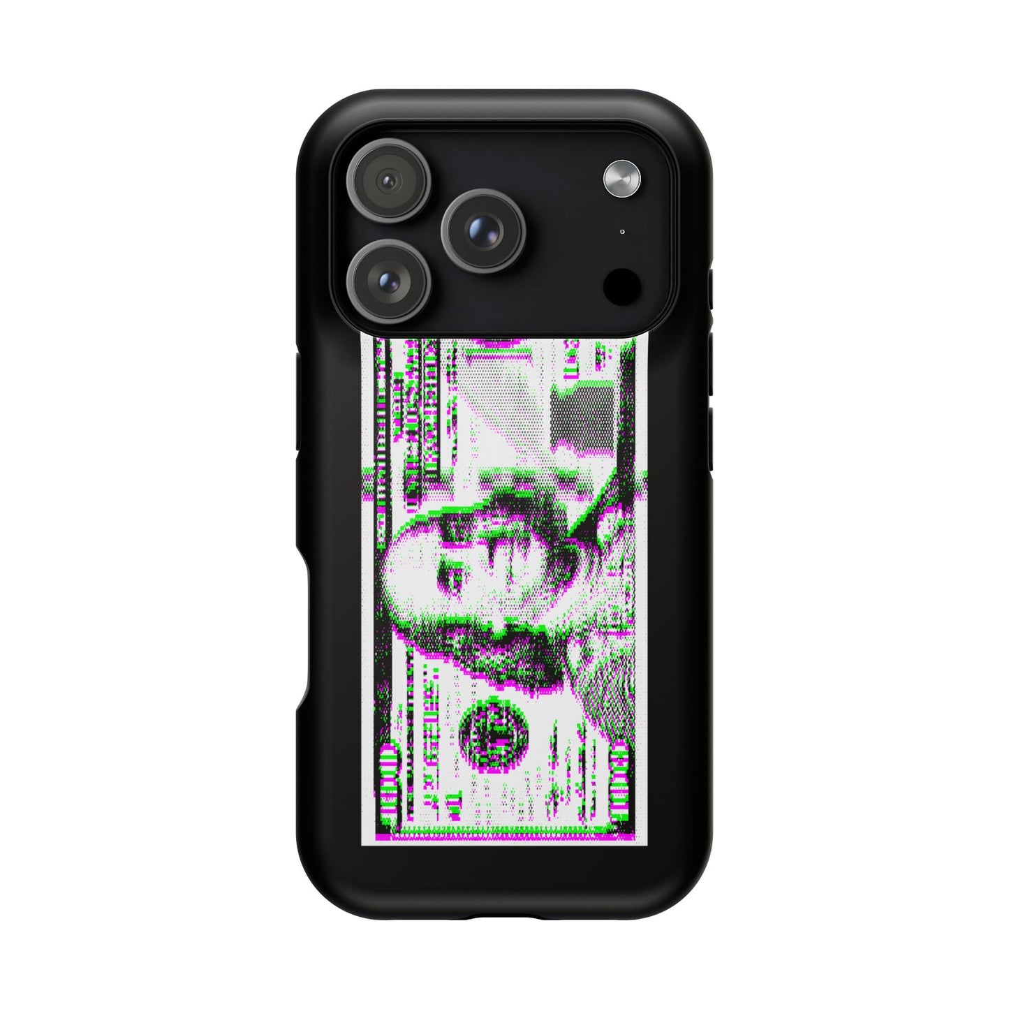 100 Dollars Bill - Green/Magenta Glitch - Magnetic Phone Case
