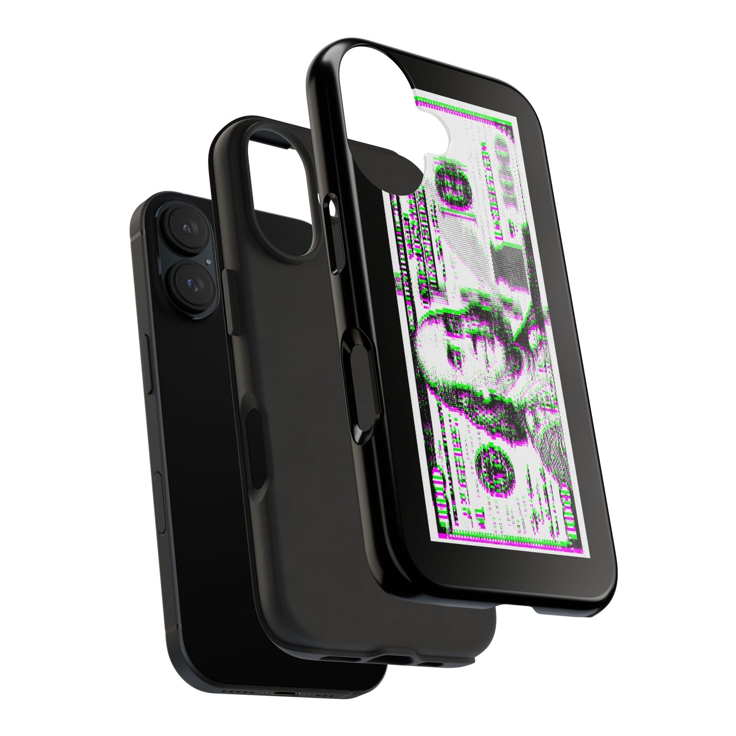 100 Dollars Bill - Green/Magenta Glitch - Phone Case
