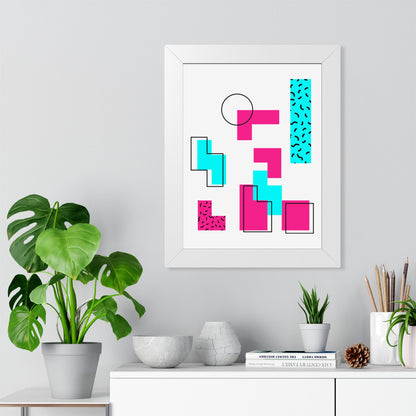 Retro Geometric Vibes - Framed Poster