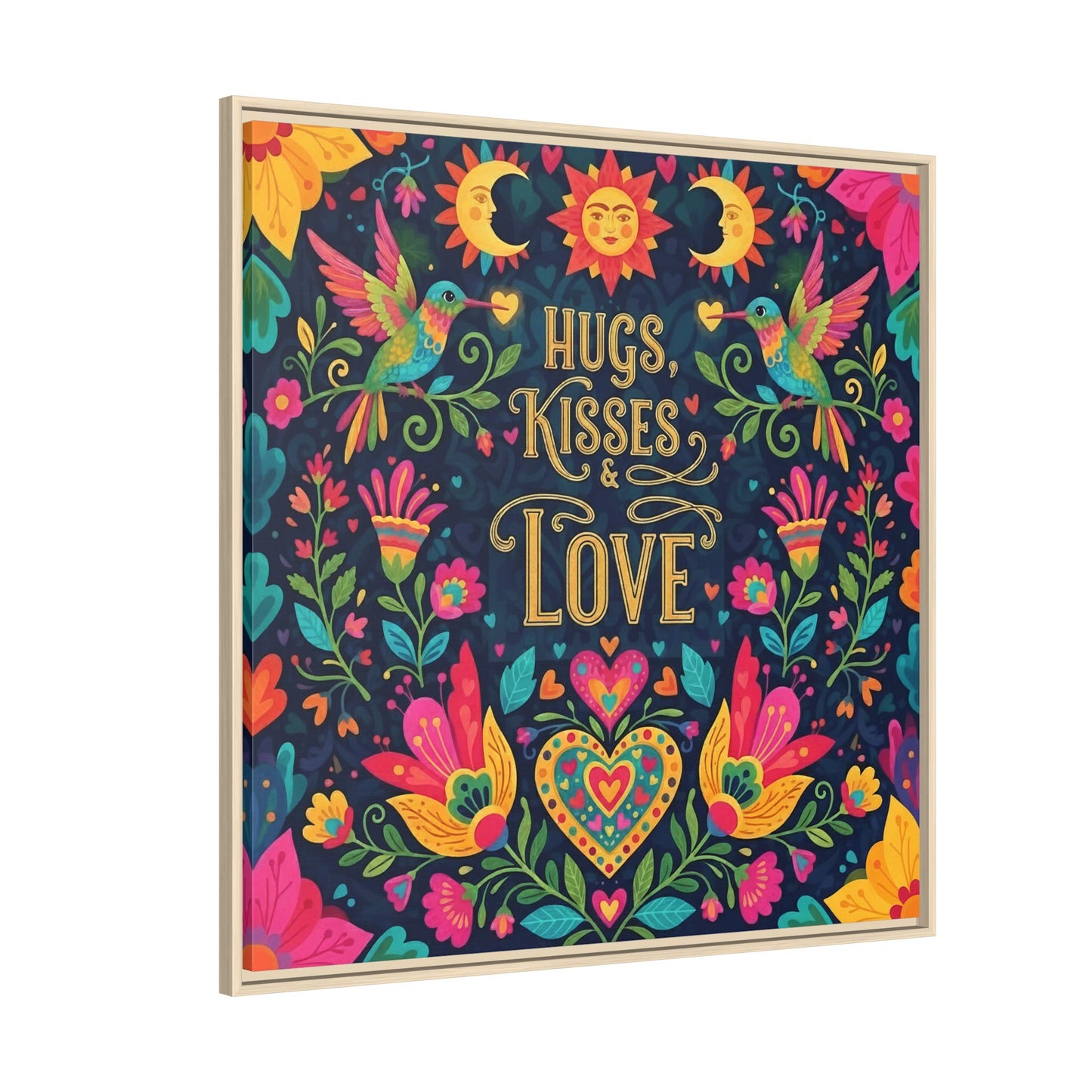 Hugs, Kisses & Love - Framed Canvas