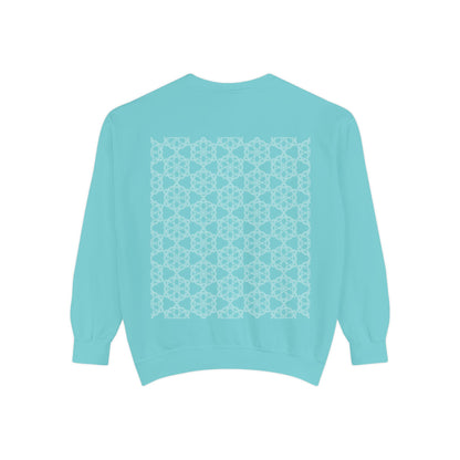 Garment-Dyed Sweatshirt with Elegant Floral Design, Cozy Unisex Sweater, Fashionable Casual Wear, Gift for Her, Perfect for Spring Style