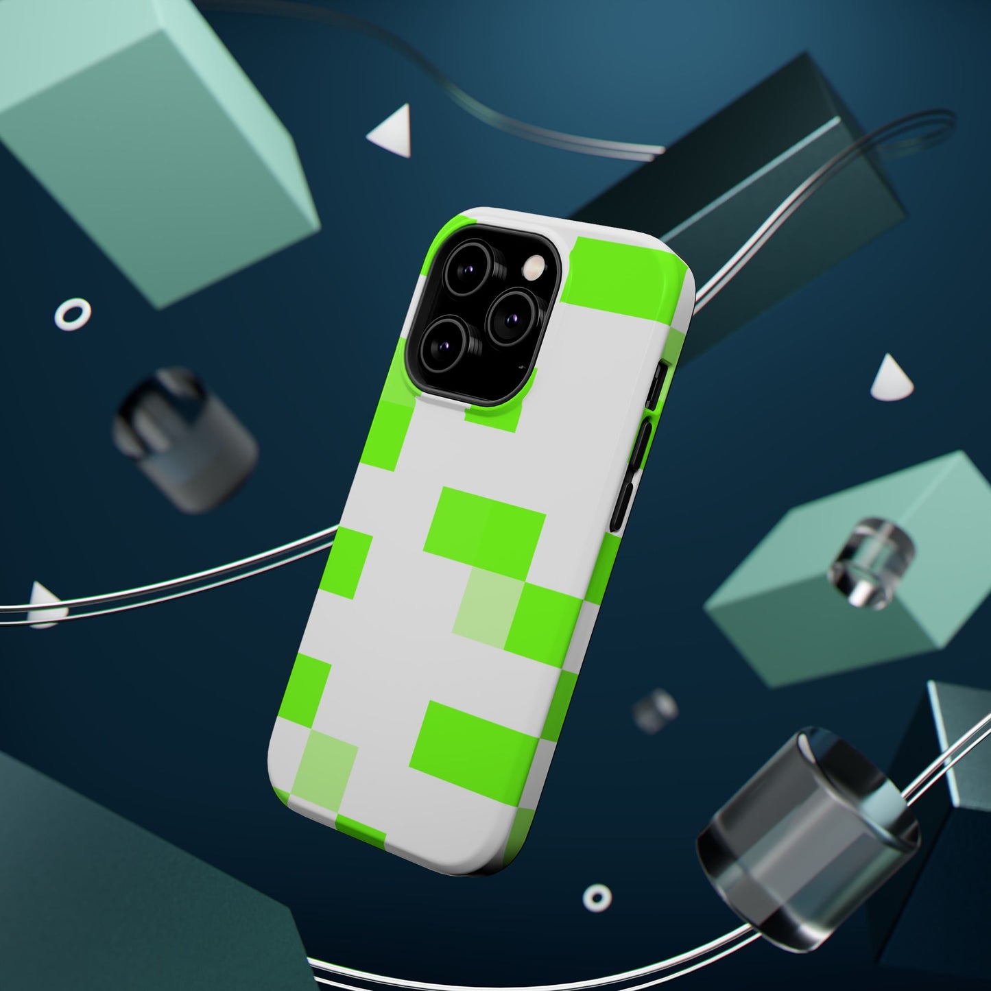 Lime Green Pixel Grid - Magnetic Phone Case