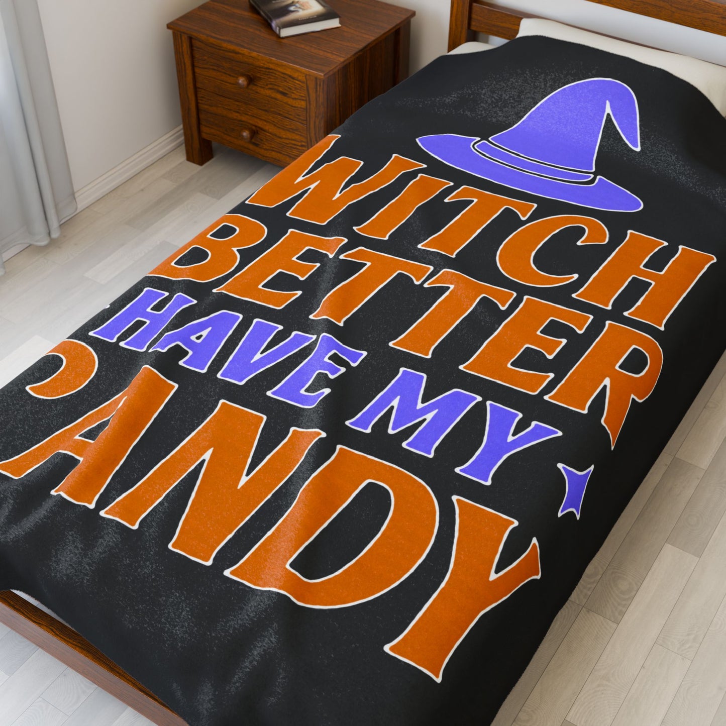 Halloween Velveteen Plush Blanket - Cozy Witch-Inspired Throw, Perfect for Fall Décor, Spooky Season, Trick or Treat, Gift for Her