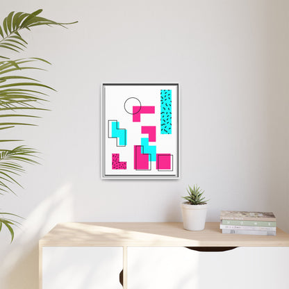 Retro Geometric Vibes - Framed Canvas