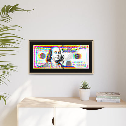 100 Dollars Bill - Neon Color Explosion - Framed Canvas