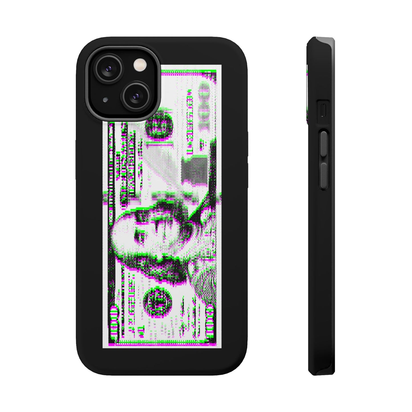 100 Dollars Bill - Green/Magenta Glitch - Magnetic Phone Case