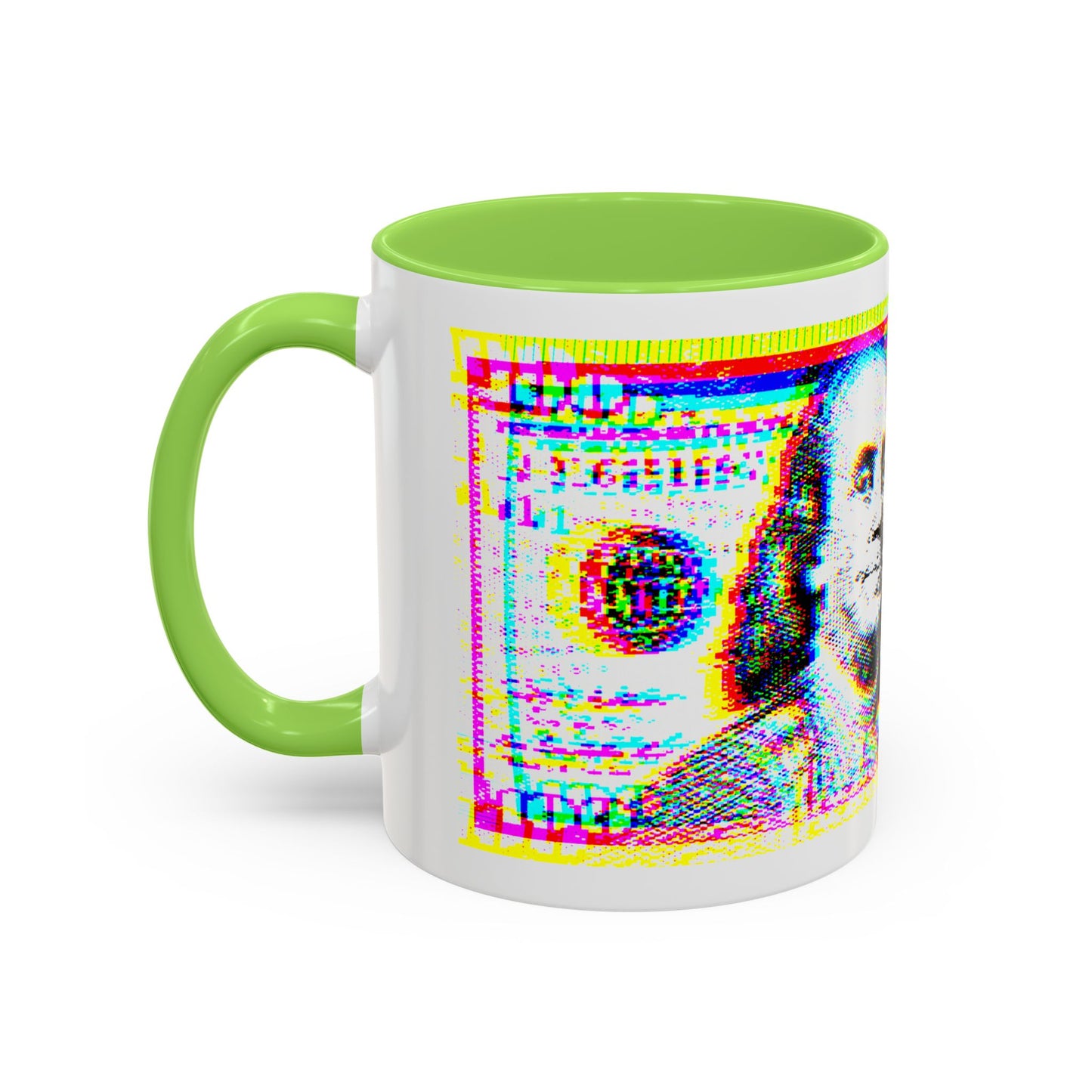 100 Dollars Bill - Neon Color Explosion - Color Accent Mug