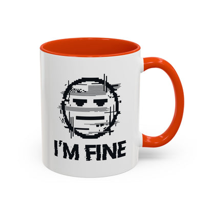I’m Fine Glitched Smiley - Color Accent Mug
