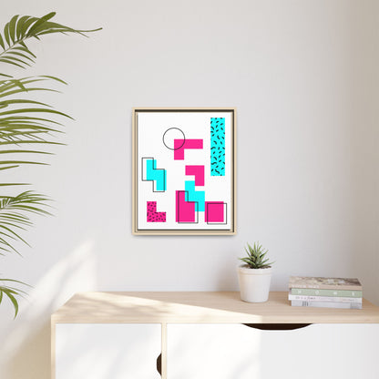 Retro Geometric Vibes - Framed Canvas