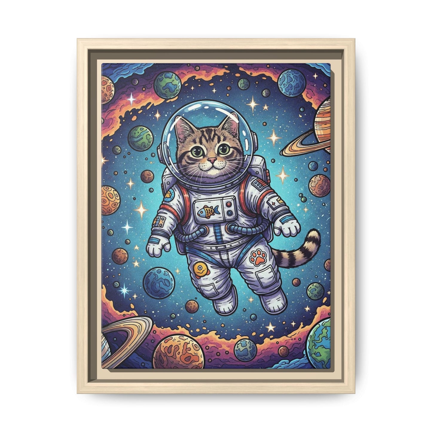 Astronaut Cat - Framed Canvas