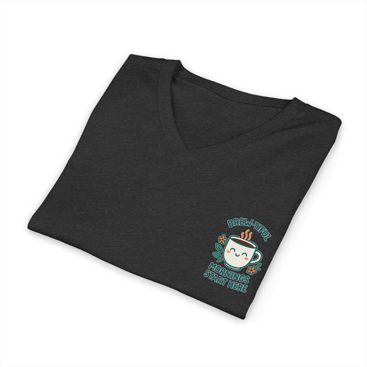 Brew-tiful Mornings Start Here - V-Neck Tee