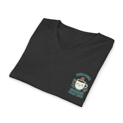 Brew-tiful Mornings Start Here - V-Neck Tee