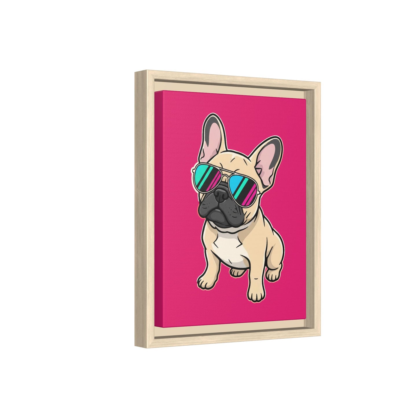 French Bulldog with Sunglasses - Framed Canvas