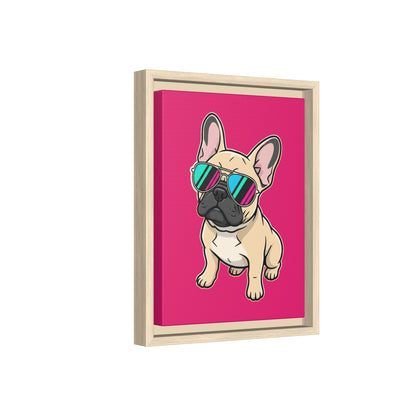 French Bulldog with Sunglasses - Framed Canvas
