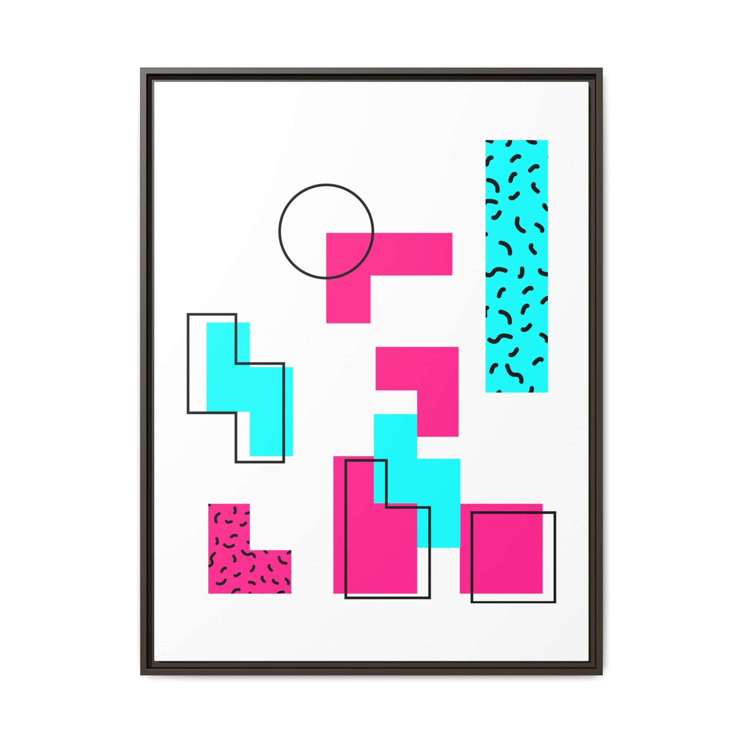 Retro Geometric Vibes - Framed Canvas