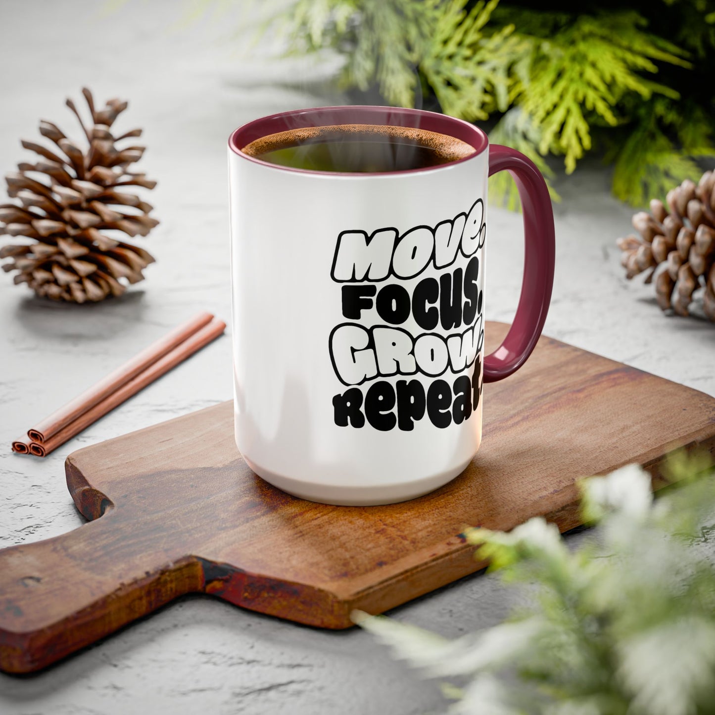 Move. Focus. Grow. Repeat. - Colorful Mug