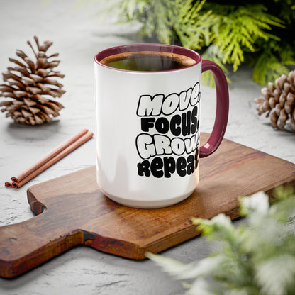 Move. Focus. Grow. Repeat. - Colorful Mug
