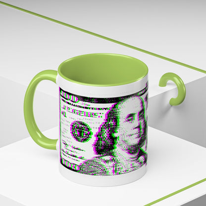 100 Dollars Bill - Green/Magenta Glitch - Color Accent Mug