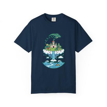 Floating Castle Dragon - Magical Fantasy Island - T-Shirt
