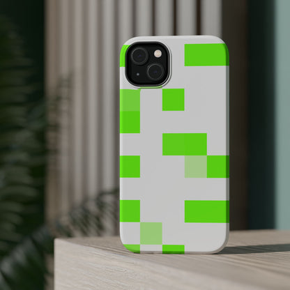 Lime Green Pixel Grid - Magnetic Phone Case