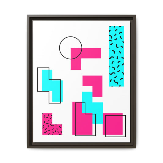 Retro Geometric Vibes - Framed Canvas