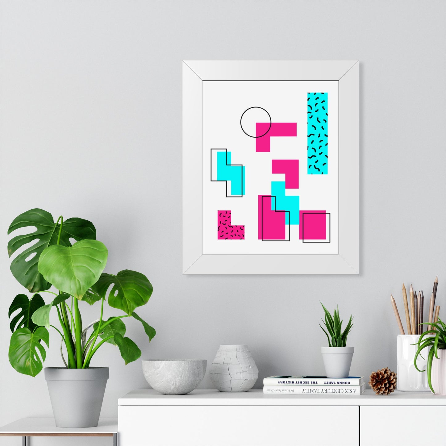Retro Geometric Vibes - Framed Poster