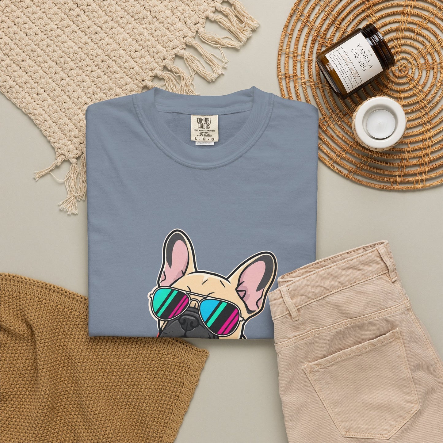 French Bulldog with Sunglasses - T-Shirt
