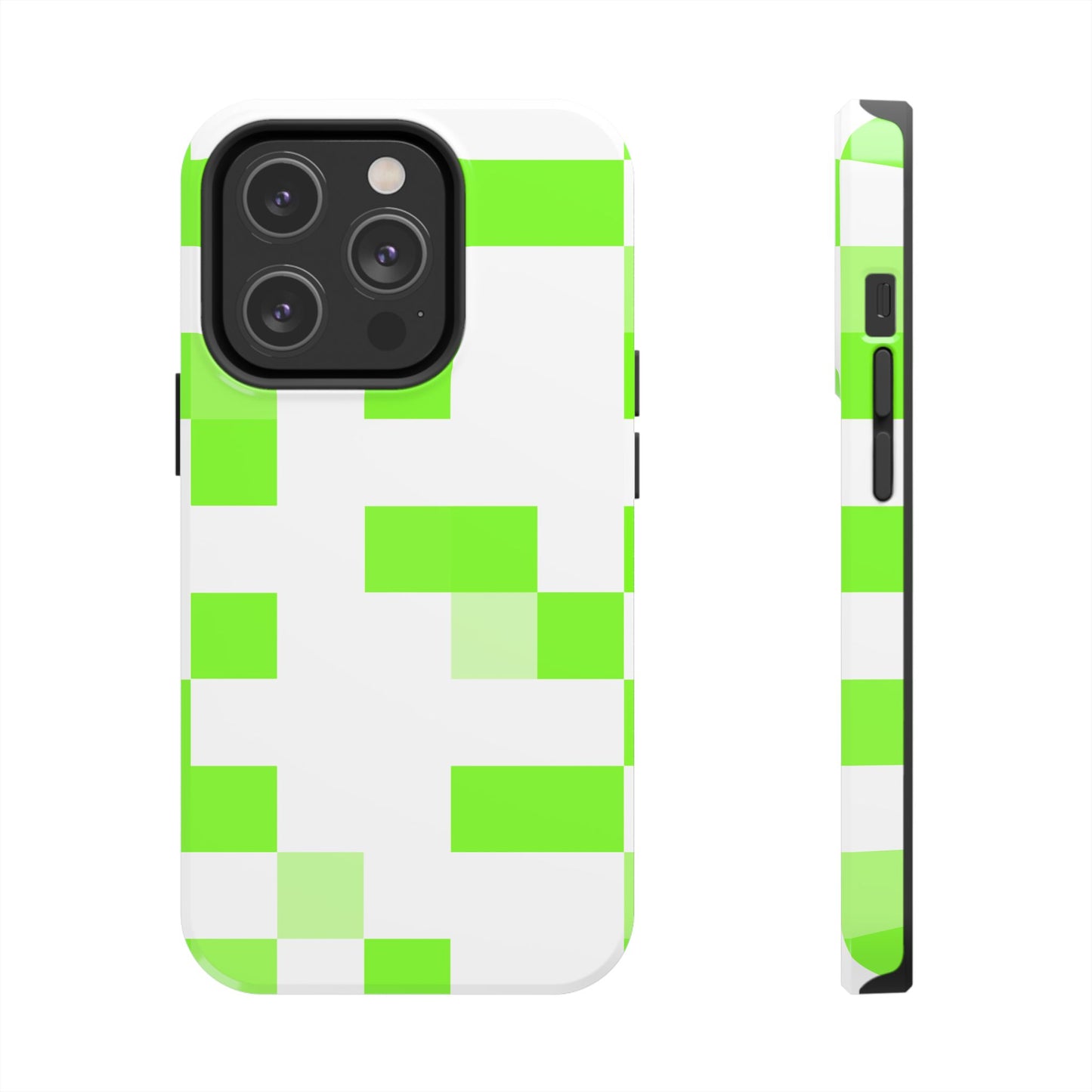 Lime Green Pixel Grid - Phone Case