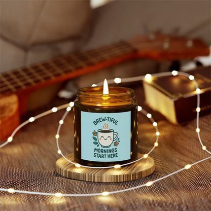 Brew-tiful Mornings Scented Candle, Coconut Apricot Wax, Relaxing Home Decor, Gift for Coffee Lovers, Cozy Atmosphere, Aromatherapy