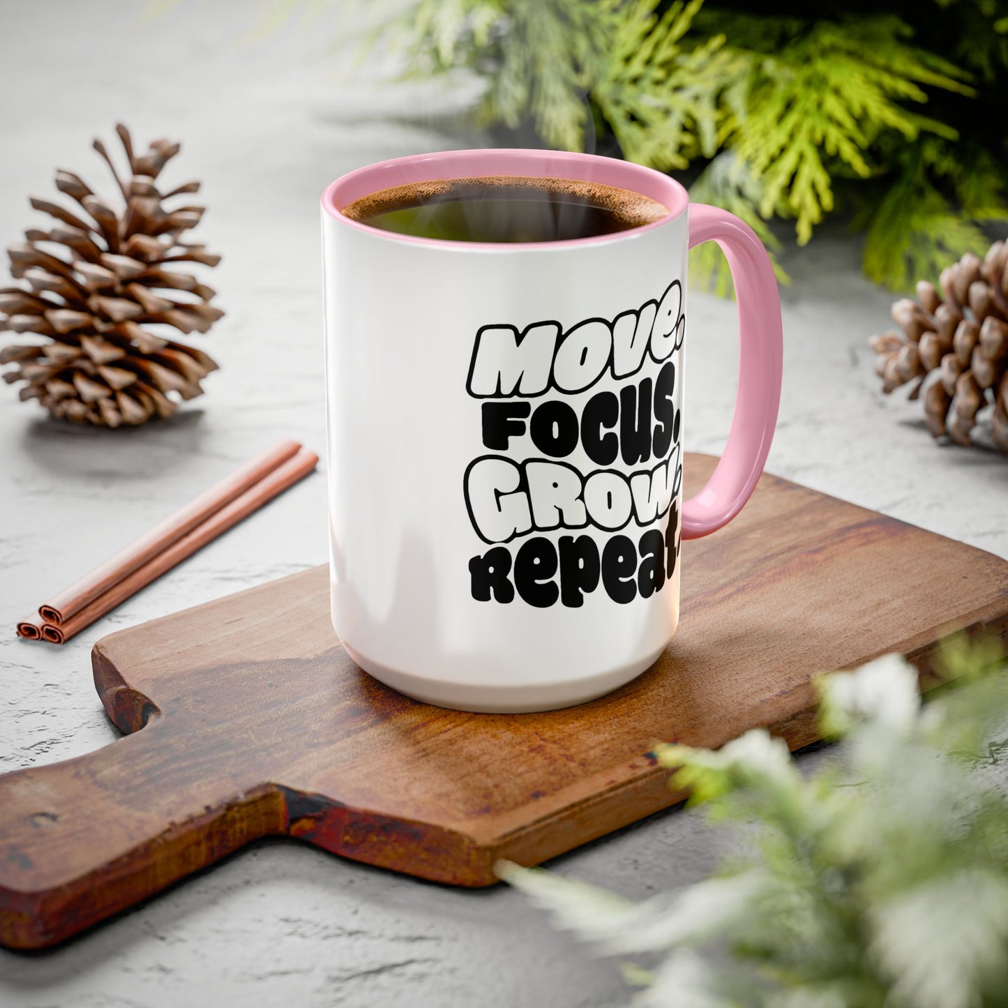 Move. Focus. Grow. Repeat. - Colorful Mug