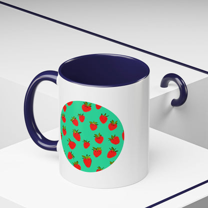 Strawberry Pattern - Color Accent Mug