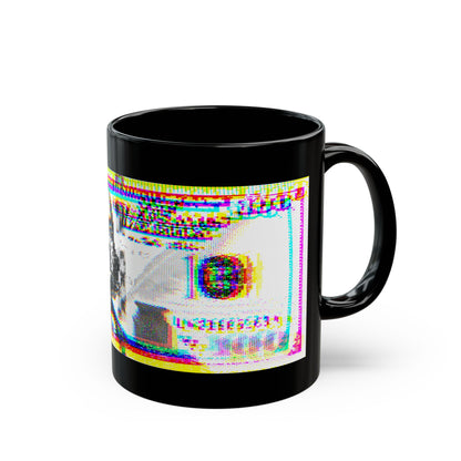 100 Dollars Bill - Neon Color Explosion - Black Mug
