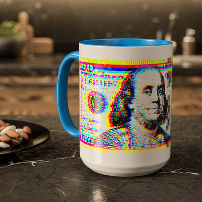 100 Dollars Bill - Neon Color Explosion - Color Accent Mug