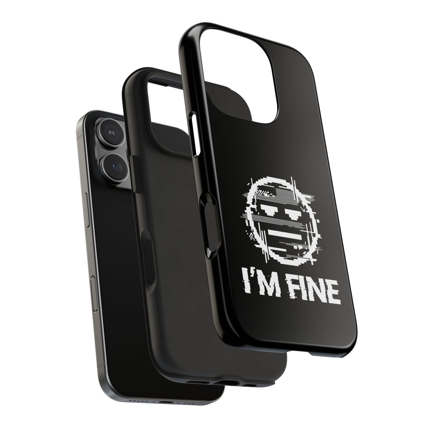I’m Fine Glitched Smiley - Phone Case