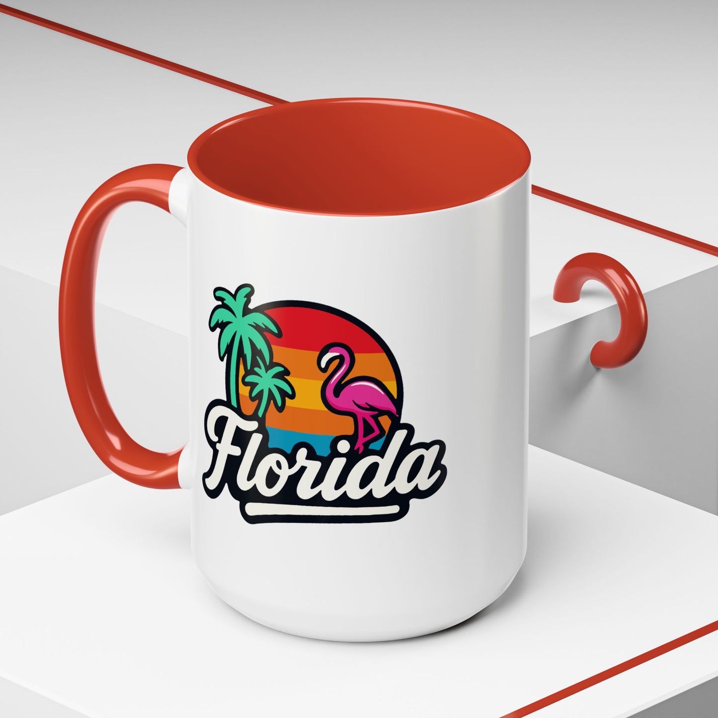Florida Sunset Palm - Color Accent Mug