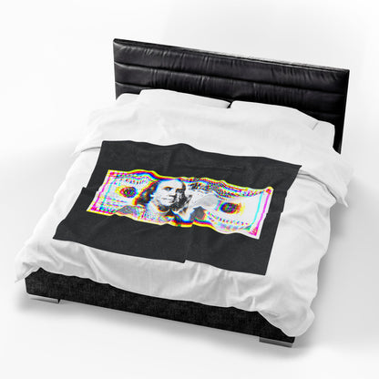 100 Dollars Bill - Neon Color Explosion - Plush Blanket