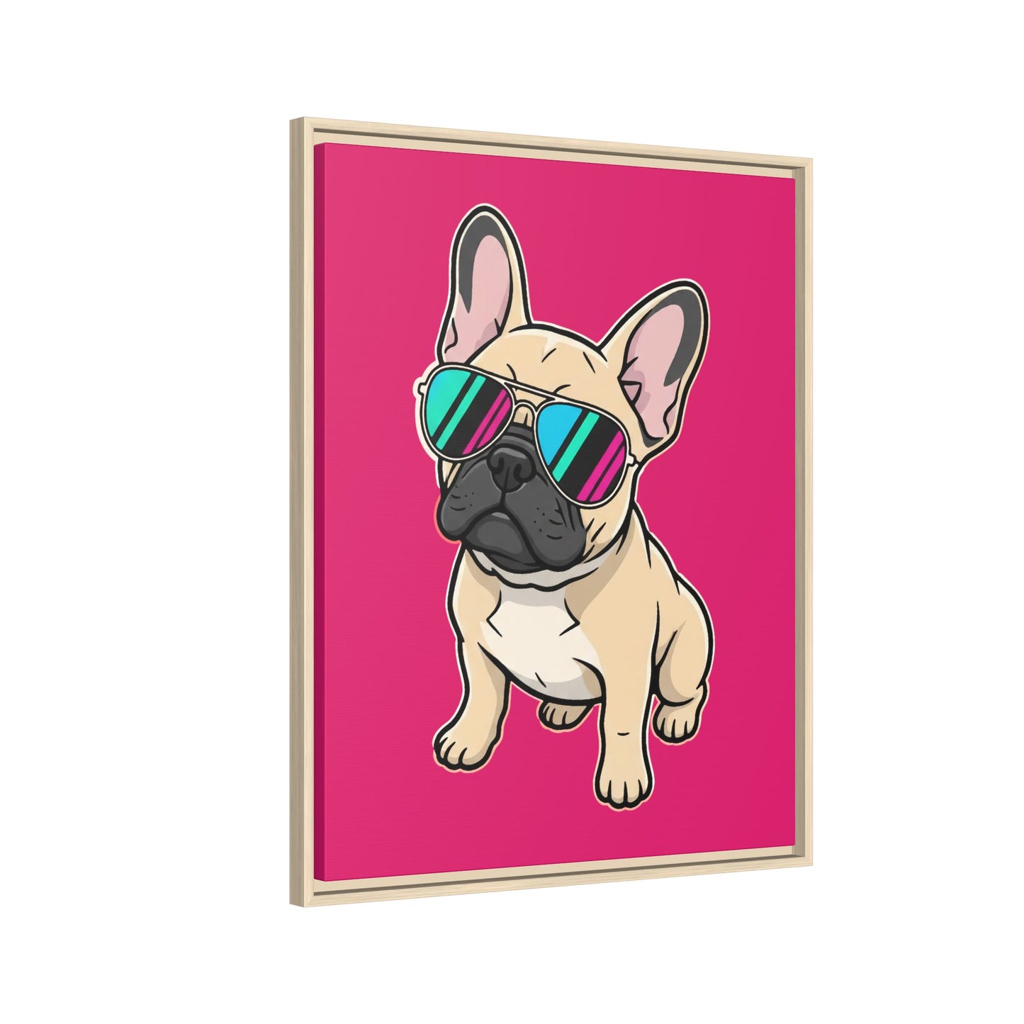French Bulldog with Sunglasses - Framed Canvas