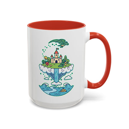 Floating Castle Dragon - Magical Fantasy Island - Color Accent Mug