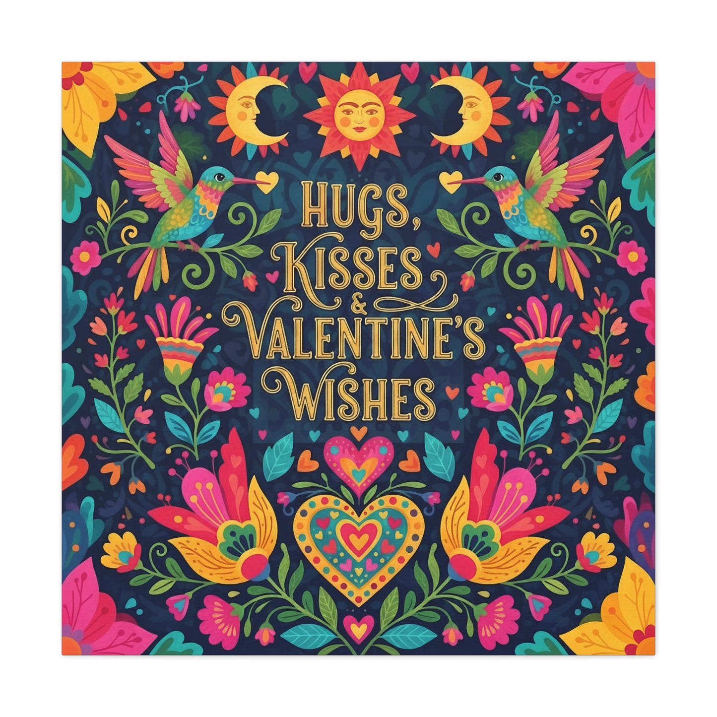 Hugs, Kisses & Valentine's Wishes - Stretched Canvas