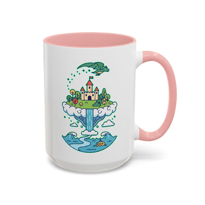 Floating Castle Dragon - Magical Fantasy Island - Color Accent Mug