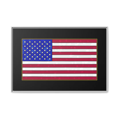 New Glory American Flag (Gold Edge Edition) - Framed Canvas